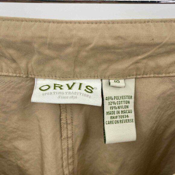 Orvis Pants Womens 10 Tan Khaki Cotton Polyester‎ Blend Tie Waist Pockets - Picture 6 of 8